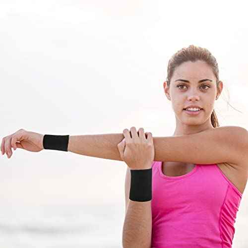 Cosmos 1 Pair Compression Wrist Sleeve Nylon Brace Wraps Supports Elastic Wristbands for Wrist Protect Pain Relief in Typing Running Basketball Volleyball Golf Playing (Black)