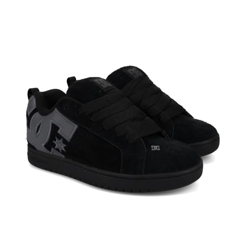 DC Men's Court Graffik SE Skate Sneaker Shoe, Black/Black/Grey, 11