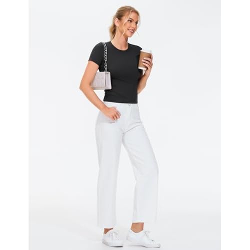 THE GYM PEOPLE Women's Workout Tops Short Sleeve Slim Fit Breathable Athletic Yoga Running Casual Basic Tee Shirts