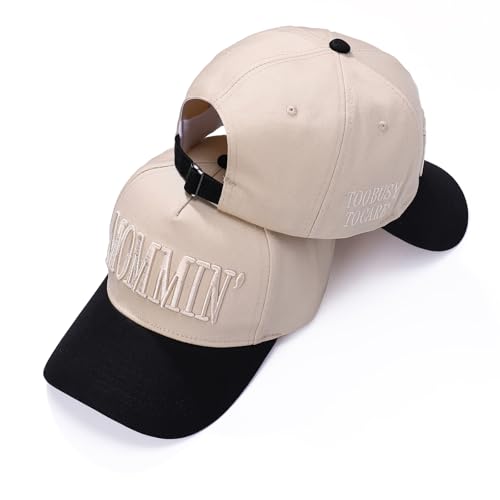 Vintage Two-Tone Trucker Hat Adjustable Baseball Cap with Mommin Embroidery Ponytail Fit Unisex Outdoor Casual Headwear