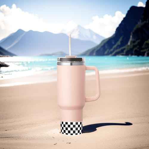 GENLEAS 1 PCS Checkered Pattern Protective Silicone Boot for Stanley Tumbler 20oz-40oz, for Hydro Flask Water Bottle 12oz-24oz, Anti-Slip Sleeve for Bottles with 2.88-2.97in Bottom