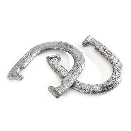 Franklin Sports Horseshoe Set - Cast iron Horseshoes and Steel Stakes - Official Size and Weight - Perfect for Yard and Beach - Recreational