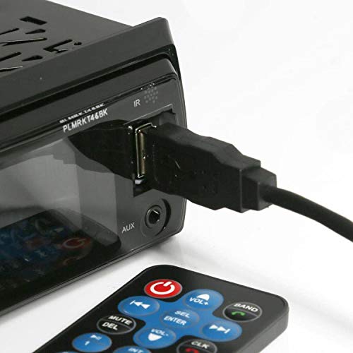 Pyle Marine Headunit Receiver Speaker Kit - In-Dash LCD Digital Stereo Built-in Bluetooth & Microphone w/ AM FM Radio System 5.25¡¯¡¯ Waterproof Speakers (2) MP3/SD Readers & Remote Control-PLMRKT46BK