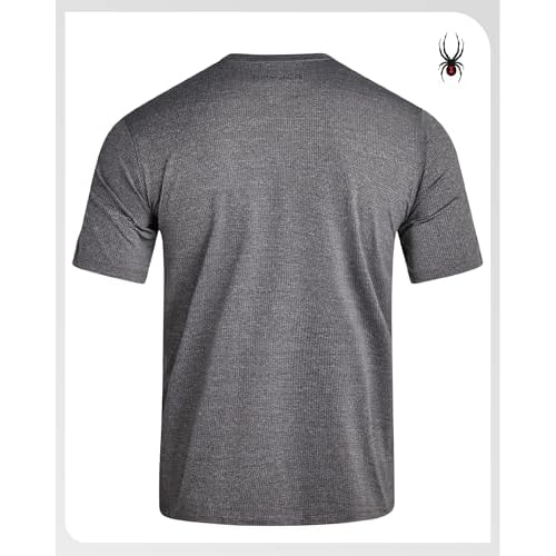 Spyder Mens Athletic Shirts - Moisture Wicking Short Sleeve Crewneck Workout Shirts for Men - Relaxed Fit Mens Shirts for Gym