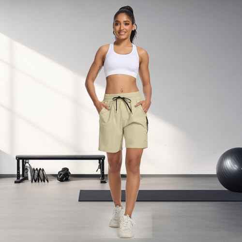 Women's 7" Hiking Cargo Shorts Quick Dry Athletic Short Pants Outdoor Water Resistant Bermuda Shorts with Multi Pockets
