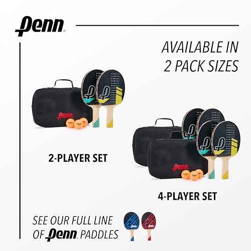 Penn 5.0 Professional Ping Pong Paddles - Choose Single Table Tennis Paddle, or Deluxe 2 or 4 Player Kit with Balls and Storage Case