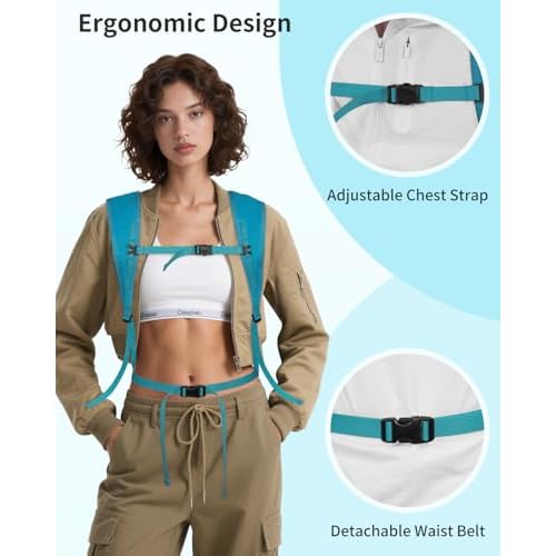 Blue Quartz Hiking Backpack 30L Lightweight Packable Backpack for Travel, Water Resistant Foldable Daypack for WoMen Men, Blue Green