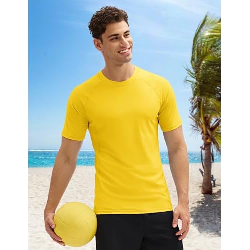 MAGCOMSEN Men's Short Sleeve UPF 50+ T-Shirt Swim Quick Dry Rash Guard Athletic Surf Shirts Performance Water Shirts