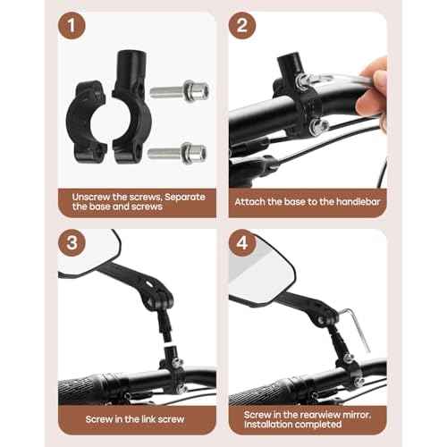Bike Mirror Handlebar Mount, HD Wide Rear View Bicycle Mirrors for Handlebars with Scratch Resistant Glass, 360¡ÆAdjustable Bike Rear View Mirror for Scooter, Motorcycle, Bikes (HD Lens: Left)