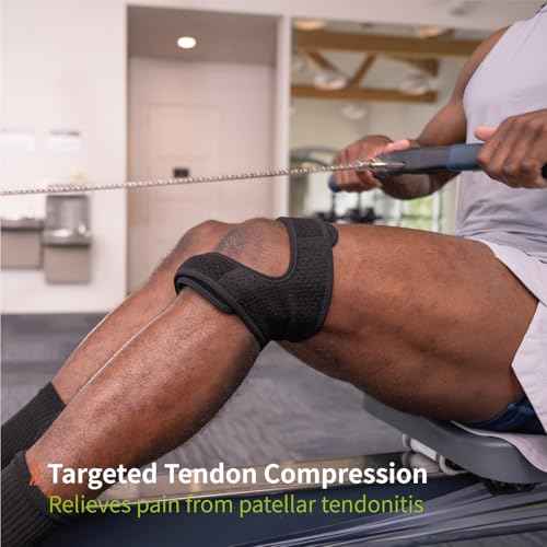 Dual Knee Strap Patella Brace for Knee Pain Relief, Runner¡¯s Knee, Jumper¡¯s Knee, Gym Exercise, Patellar Tendonitis, Osgood-Schlatter (Black, L/XL)