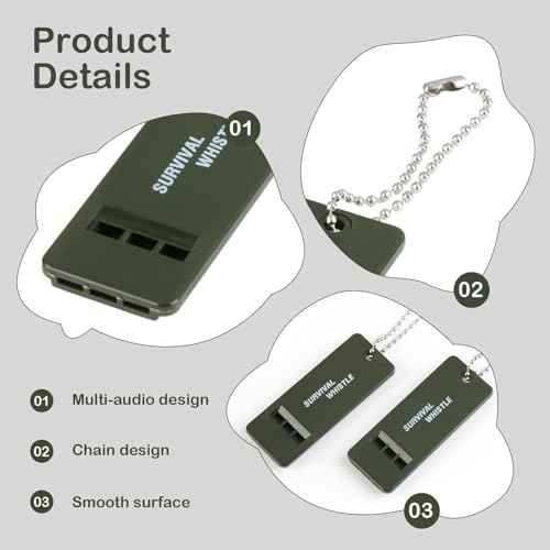 120 dB Emergency Whistles for Teachers, Flat Self Defense Safety Whistle Keychain for Women Outdoor Hiking Dog Signal