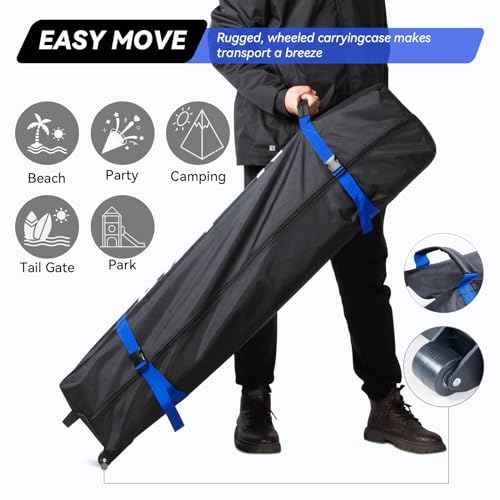 Nazhura 10' x 10' Pop Up Canopy Tent with Sand Weight Bag, Freestanding Sun Shelter for Picnic and Camping, One Person Setup and Height Adjustable (Blue)