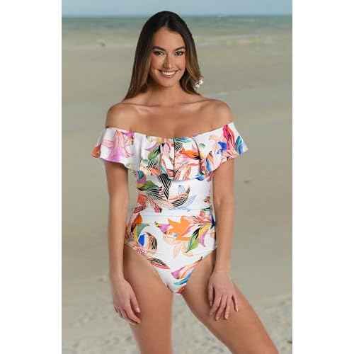 La Blanca Women's One Piece Swimsuit Off Shoulder Ruffle Bathing Suit