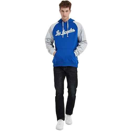 DELUSPTOMAY Mens Baseball Team Embroidery Hooded Sweatshirt Casual Hoodie