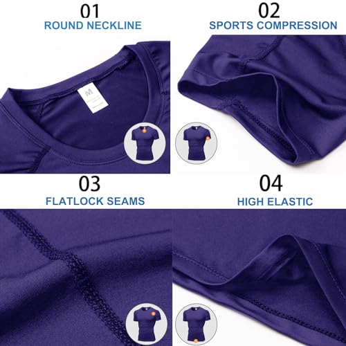 SPVISE Men's Compression Shirts Short Sleeve Workout Gym T-Shirt Running Tops Cool Dry Sports Base Layer Athletic Undershirts