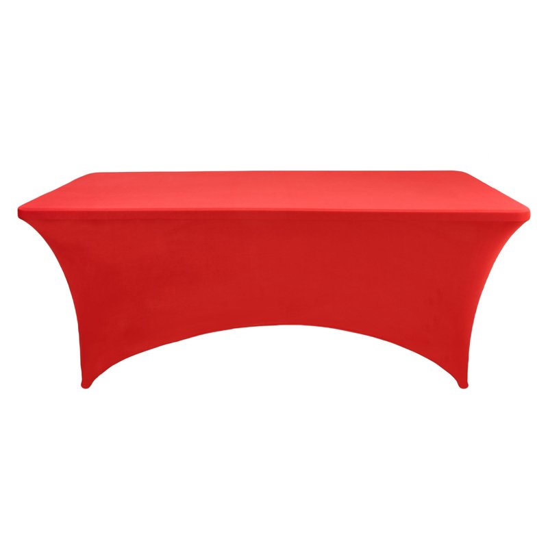 ZarzaaSik 6-Pack 6ft Red Spandex Table Covers for Rectangle Standard Folding Tables - Wrinkle Resistant Stretch Tablecloths - Ultimate Fitted Table Protector for Parties, Trade Shows, Wedding