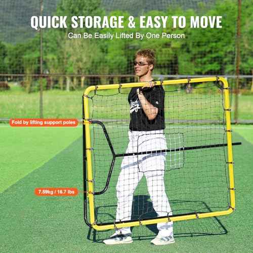 VEVOR Baseball and Softball Rebounder Net, PitchBack Baseball Pitching Nest, 3-Way Baseball, Softball Pitchback Net, Fielding Trainer, Bounce Back Net for Fielding/Throwing Practice