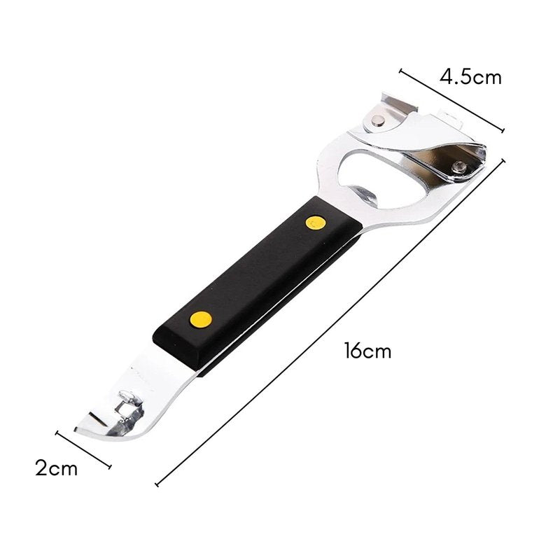 Zemcxney 4-in-1 Can Punch Bottle Opener Classic Stainless Steel Manual Can Opener for Liquid with Cap Catcher, Can Tapper Church Key for Camping and Traveling 1 Pack