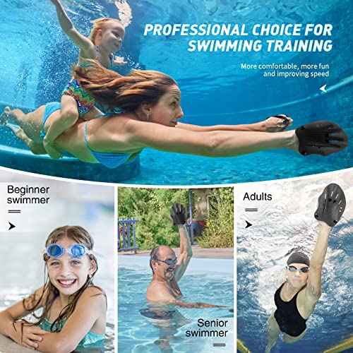 Swimming Paddles for Hands, Swimming Training Hand Paddles with Adjustable Straps, Swim Paddles for Adult Children Unisex Professional Swimming Accessories - 1 Pair
