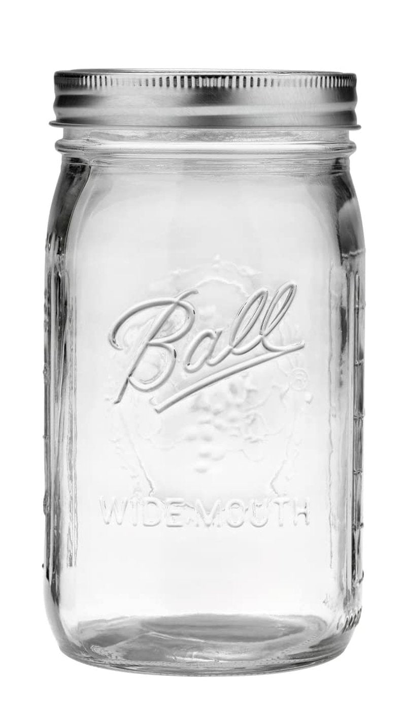 Ball Wide Mouth Clear Glass Canning Quart 32 Oz Mason Jars with Lids, 12 Pack