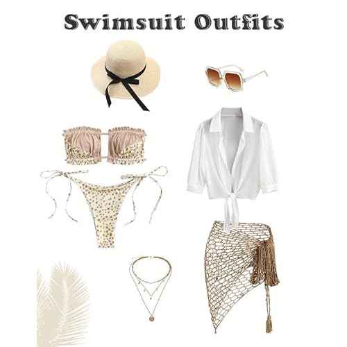 ZAFUL Women's Bikini Swimwear Cover Up Semi-Sheer V Neck Button Up Top Shirt Blouse Beachwear