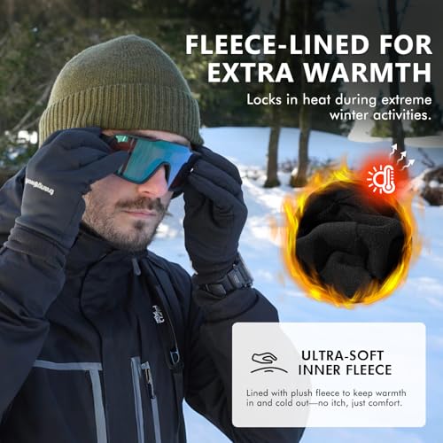 TOP-EX DryKnit¢â Unisex 80% Merino Wool Waterproof Beanie with Ear Flap Warm Winter Fleece Lined Beanie Hat M/L/XL