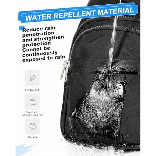Small Black Sling Crossbody Bag for Men Women, Shoulder Daypack Mini Anti-Theft Cross Body Motorcycle Chest Bags, Small One Strap Fanny Back Pack for Casual Travel Hiking Sport Gym
