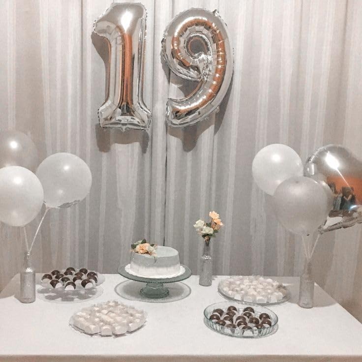 Skiennix 21 Balloon Number - 40 Inch Silver Birthday Decoration for 21st Anniversary Celebrations