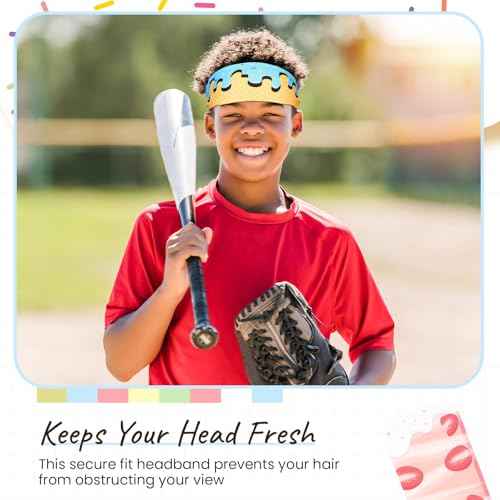 Ice Cream Headband Baseball Athletic Sweatband Moisture Wicking Workout Hairband Breathable Soft Elastic Sweatband for Men Women Keeps Head Fresh Clean Suitable Sizes Teenagers Adults