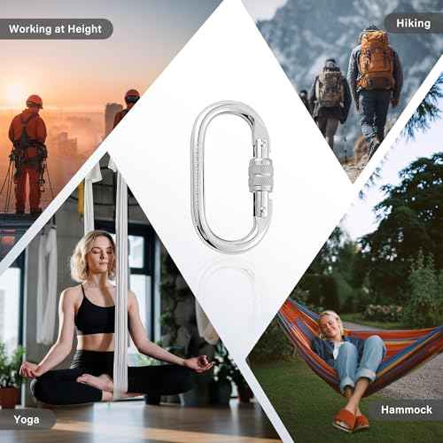 Heavy Duty Climbing Carabiner, Rated 25kN(5620lbs), Screw Locking Carabiner Clip, Oval Shape Carabiner for Rappelling, Hammocks, Aerial Work, Rigging, Rescue, Arborist