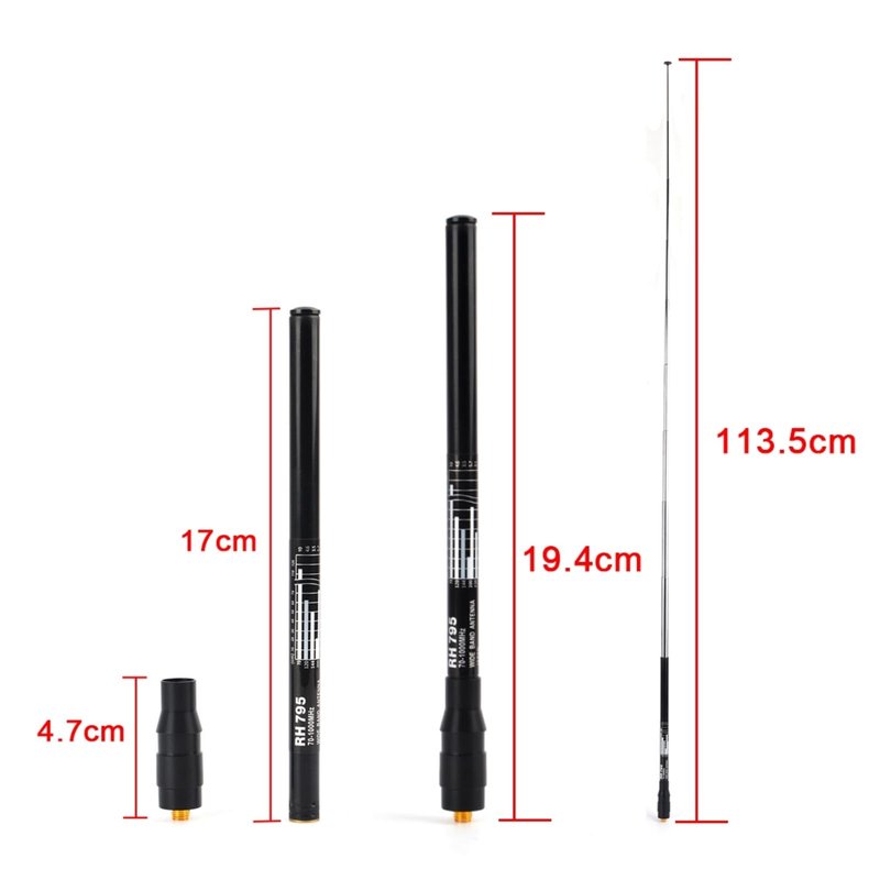 YNIBST Telescopic 70-1000MHz SMA-F Wideband Broadband Antenna for Handheld Ham Radio Two-Way Radios