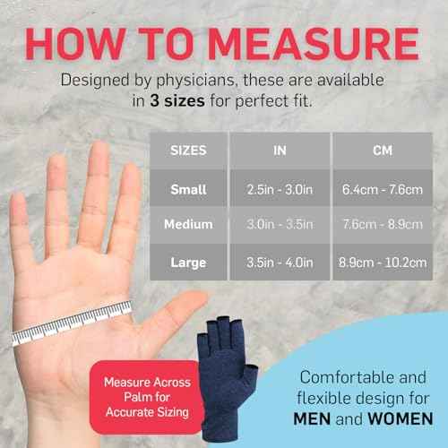 Dr. Arthritis Essentials Open-Fingertip Arthritis Gloves, Compression Gloves for Carpal Tunnel & Raynaud's, Hand Brace (Navy, Medium)