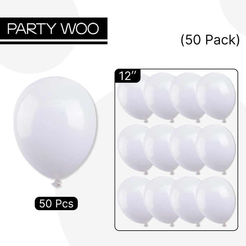 PartyWoo White Balloons 50 pcs 12 Inch Latex Helium White Cream Balloons for Wedding Baby Shower Birthday Bridal Shower Graduation Engagement Princess Anniversary Party Decorations White-Y13