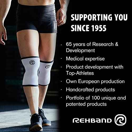 Rehband knee brace sports, 1 piece, 5mm neoprene knee support with patella opening construction, hook and loop fastener for high support & stability