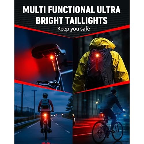 DARKBEAM Bike Tail Light Smart - with Brake/Light Sensor, USB-C Rechargeable, IP64 Waterproof, 5 Light Modes Bicycle Taillight for Night Riding, Super Bright Rear Bike Light for Road Mountain, Cycling