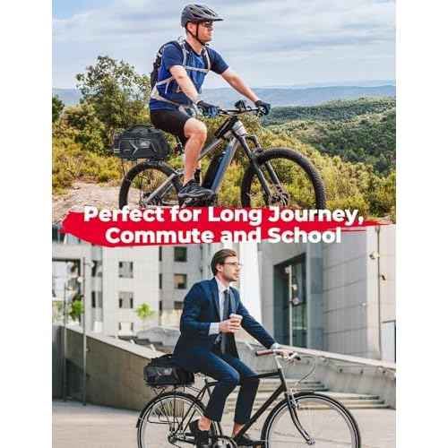 KEMIMOTO Hard Shell Bike Bag Rear Rack 20L Capacity, Carbon Leather Bicycle Trunk Bag with Waterproof Rain Cover for Grocery Shopping Commuter Cycling Trip (Upgraded Design)
