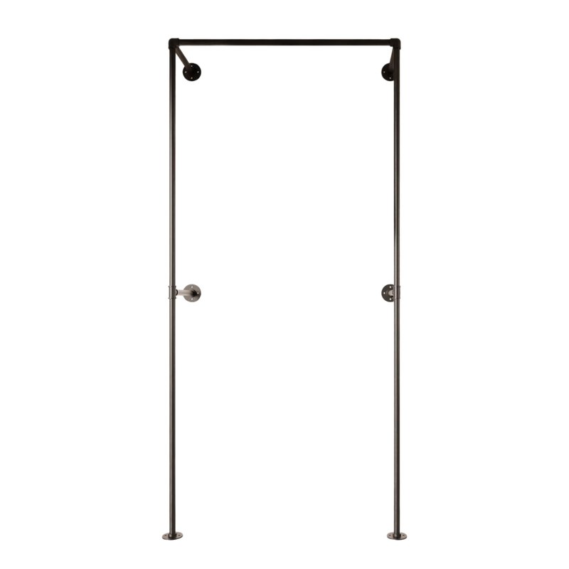 Anynice Black Industrial Pipe Clothing Rack 37.4" W Wall Mounted, Heavy Duty Iron Garment Rack 150 lbs per Rod, Open Closet Organizer for Bedroom Laundry Room Retail Display