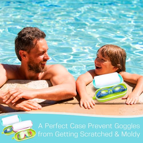 2 Pcs Swim Goggle Case for Swimming with Hole Zipper Clip Silicone Cases for Goggle Gift