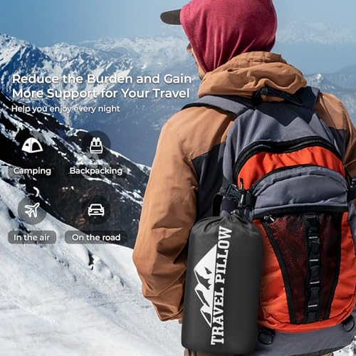 Travel Pillow Memory Foam Pillows, Camping Pillow-Compressible Medium Firm, Breathable Cover, Ideal Backpacking Hiking, Bed Pillows, Airplane and Car (Dark Grey, S)