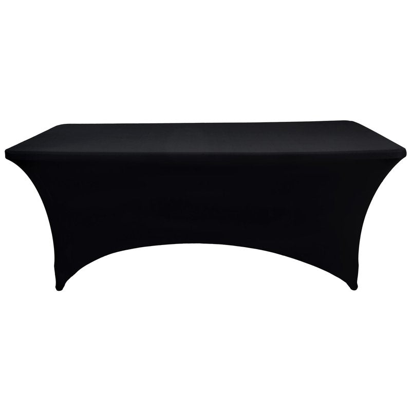 ZarzaaSik 2-Pack 6ft Black Spandex Table Covers for Rectangle Standard Folding Tables - Wrinkle Resistant Stretch Tablecloths - Ultimate Fitted Table Protector for Parties, Trade Shows, Banquet