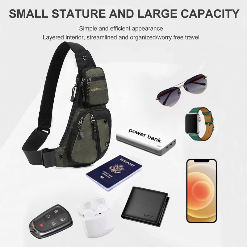 QAZWSXE Mens Sling Bags Crossbody,Shoulder Bag for Men,Men Crossbody Bags for Hiking Traveling Outdoors Green