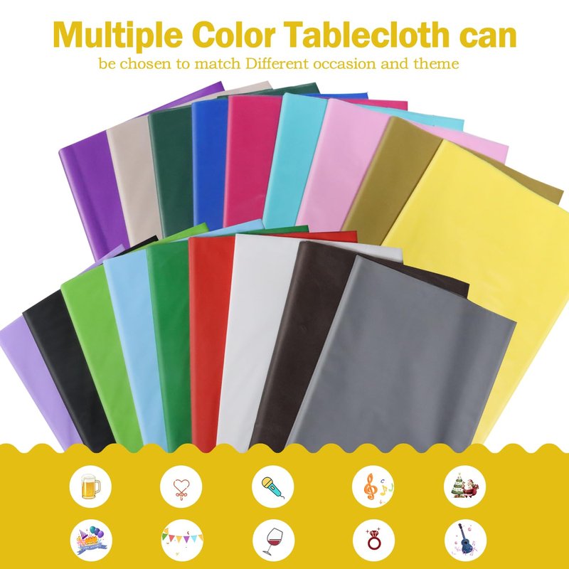 tujol Purple 6 Pack Plastic Table Cloth 54" x 108", Disposable Tablecloths Rectangle Table Cover, Plastic Tablecloths for Parties