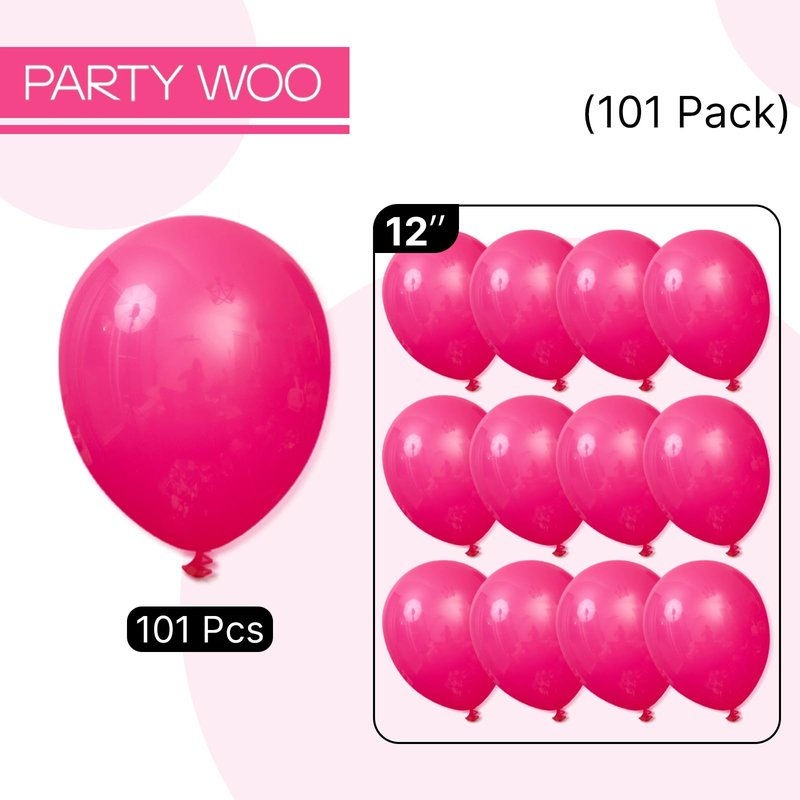 PartyWoo Hot Pink Balloons 101pcs 12 Inch Magenta Fuchsia Balloons for Baby Shower Gender Reveal Engagement Bachelorette Wedding Bridal Shower Anniversary Birthday Party Decorations Pink-Y12