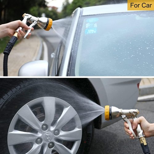 FANHAO Heavy-Duty Metal Garden Hose Nozzle - 7 Spray Patterns for Watering, Car Washing & Pet Showering