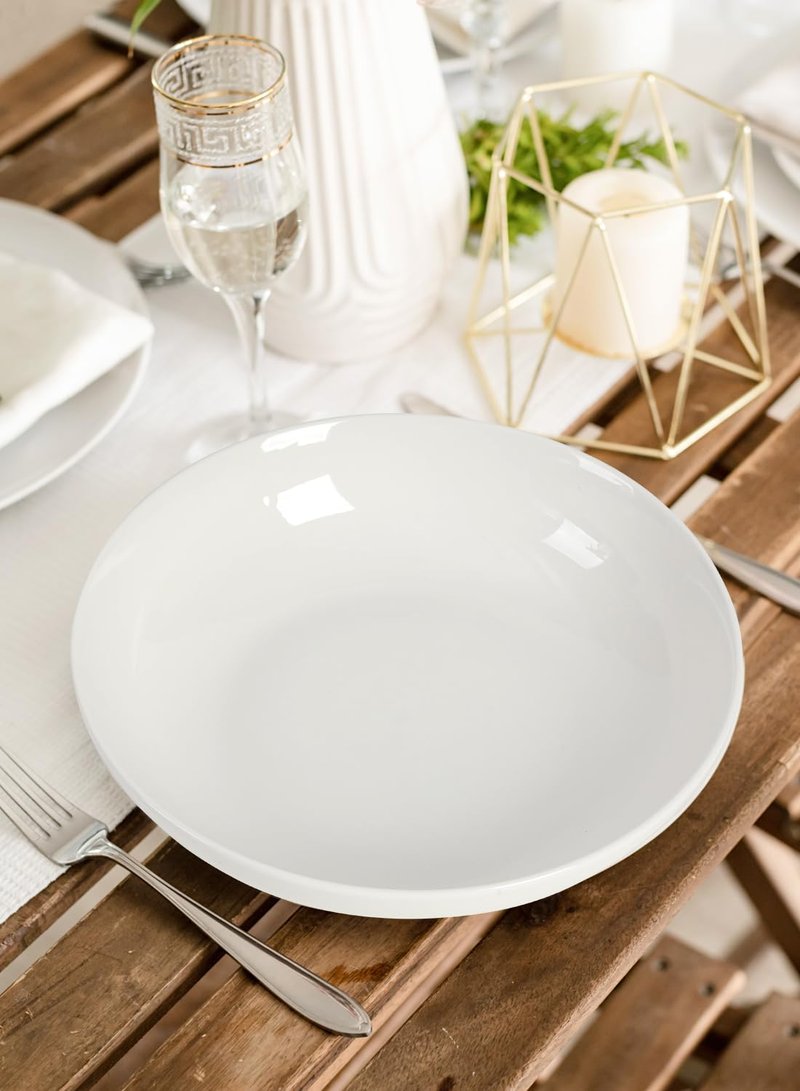 Quatish 35oz Pasta Bowls Set of 6, 8.5" Large Salad Bowls Soup Bowl for Kitchen, Microwave & Dishwasher Safe, Porcelain Wide and Shallow Serving Bowl, White Dinner Plates, Dinnerware Set, Gift