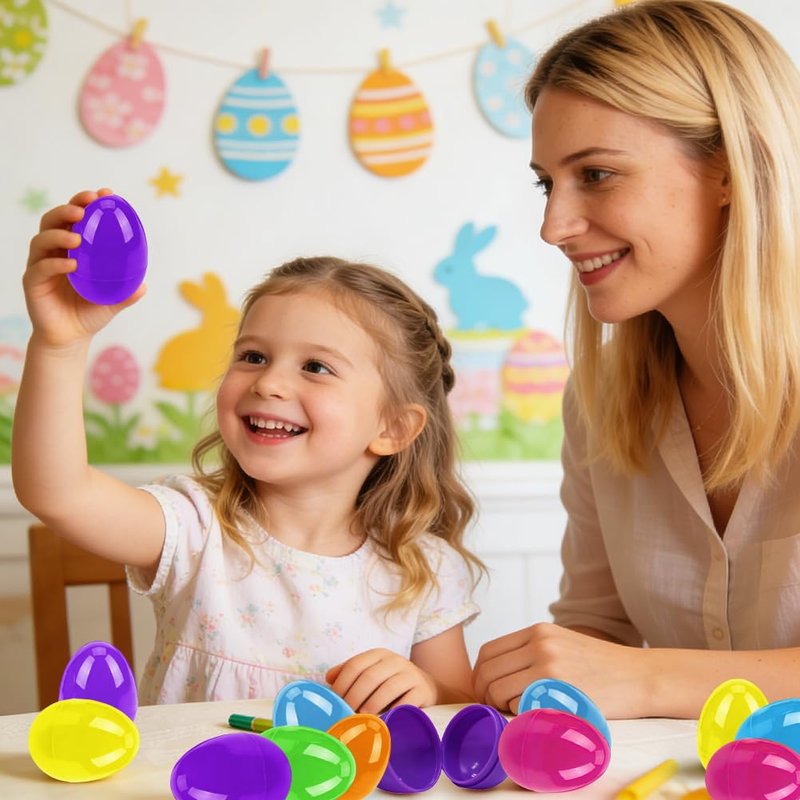 UMEELR 500 PCS Plastic Eggs Bulk, 2.4 Inch Easter Eggs Empty, 6 Bright Colors Fillable Easter Hunt Party Favor Basket Stuffers Fillers Filling Treats