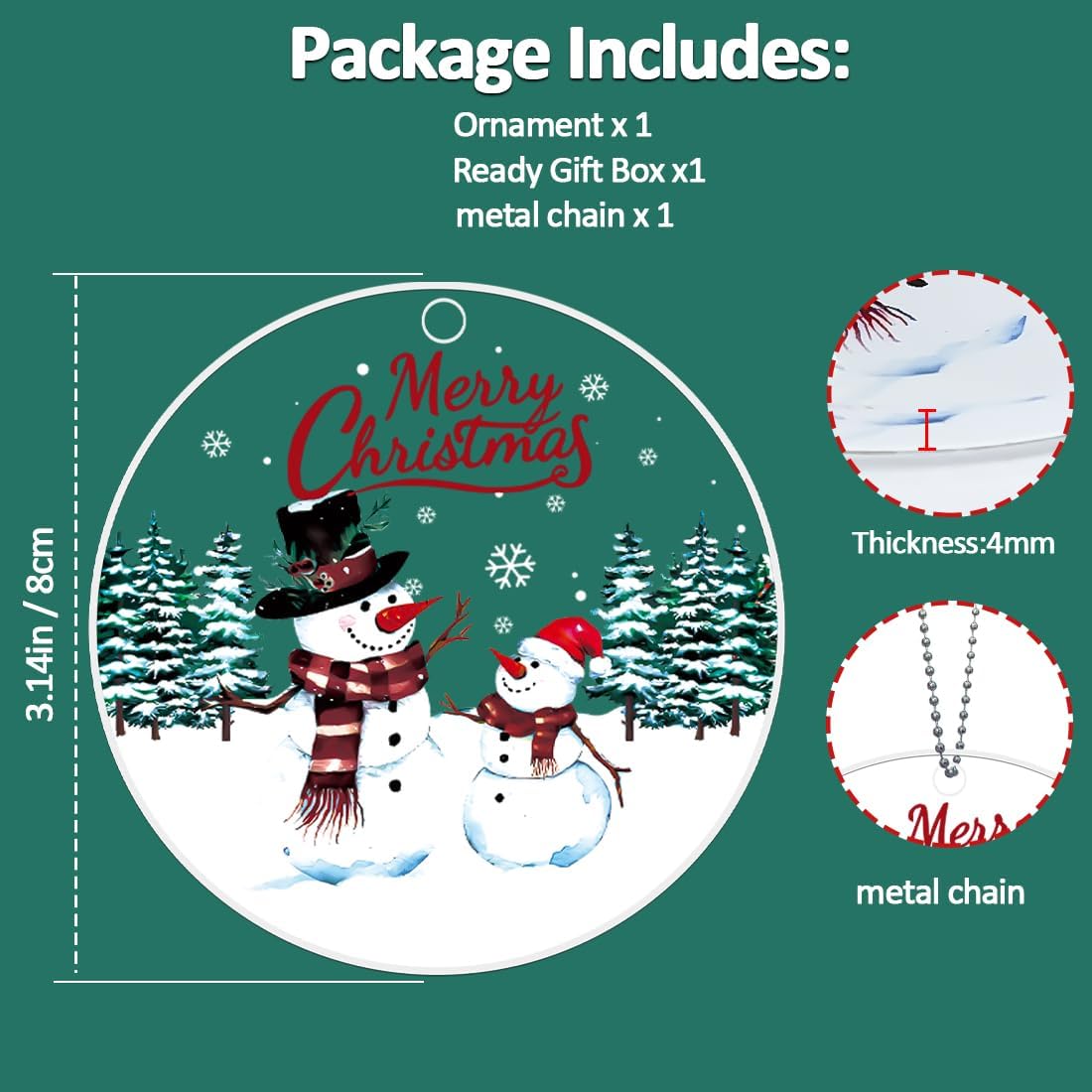 Snowman Christmas Ornaments 2025 - Unique Acrylic Decorations for Christmas Trees | Cute Gifts for Women