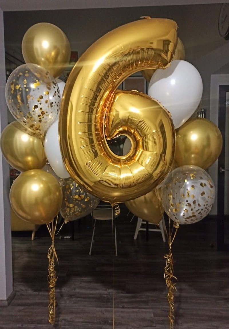 Gold Number 7 Balloon 40 Inch, 7th Birthday Party Decorations for Children, Giant 7 Foil Balloon for Party Supplies