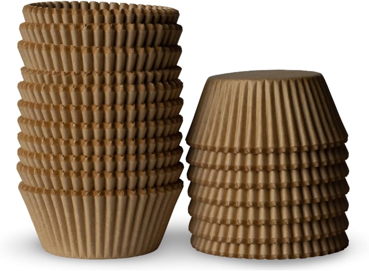 Regine Switzerland 200 Paper Cupcake Liners - Grease Proof Muffin Baking Cups | Brown Food Grade Containers