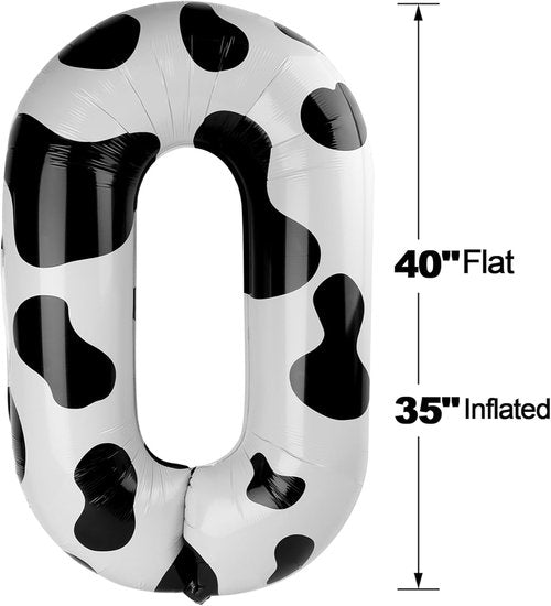 Cow Print Number Balloon - 40 Inch 0 Balloon for Farm Birthday Decorations | Party Supplies for Girls